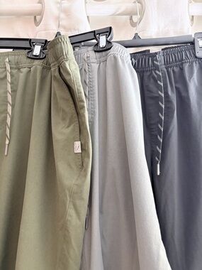 Bundle of L.L. Bean Men’s Drawstring Joggers Bundle- Olive, Light Gray, Charcoal